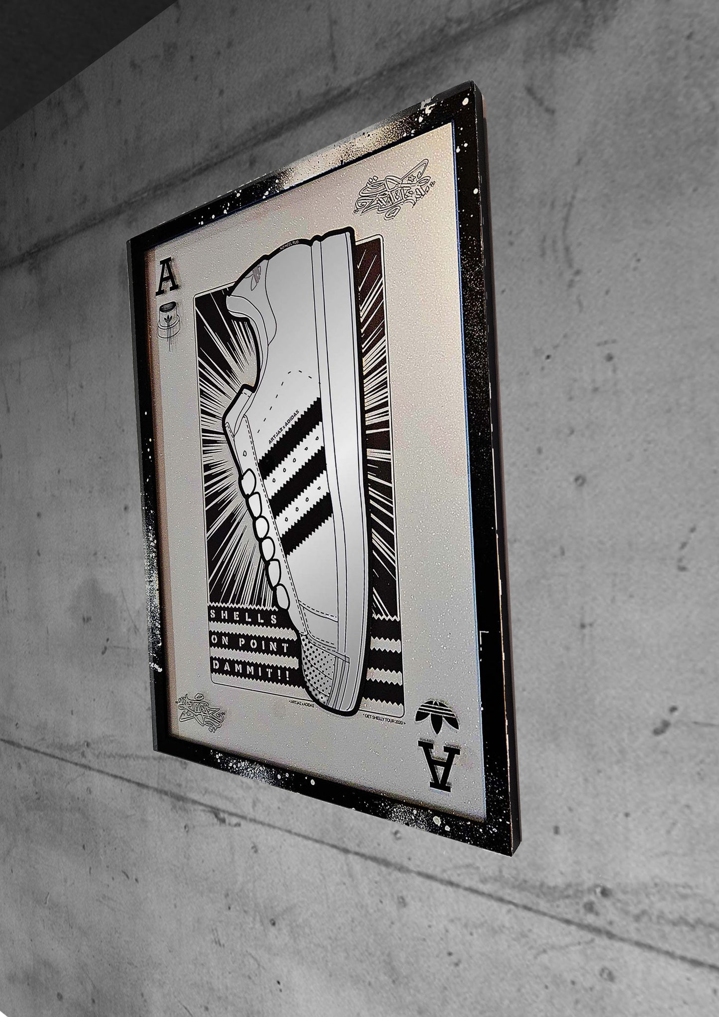 Art Jaz X TSAC - Limited Edition 'Shells On Point' Layered Silver Glitter Wall Art