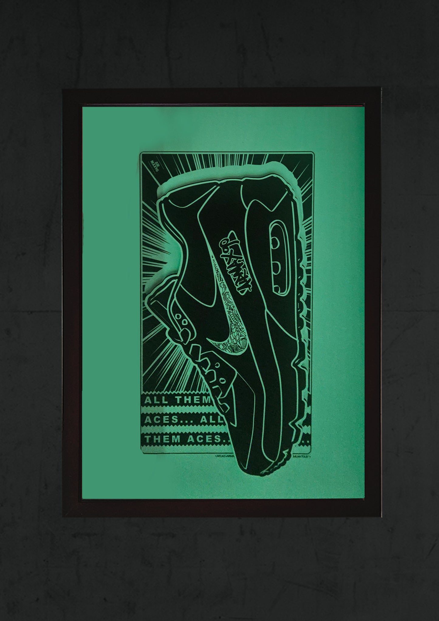 Art Jaz X TSAC - Limited Edition 'All Them Aces' Layered Glow In The Dark Wall Art