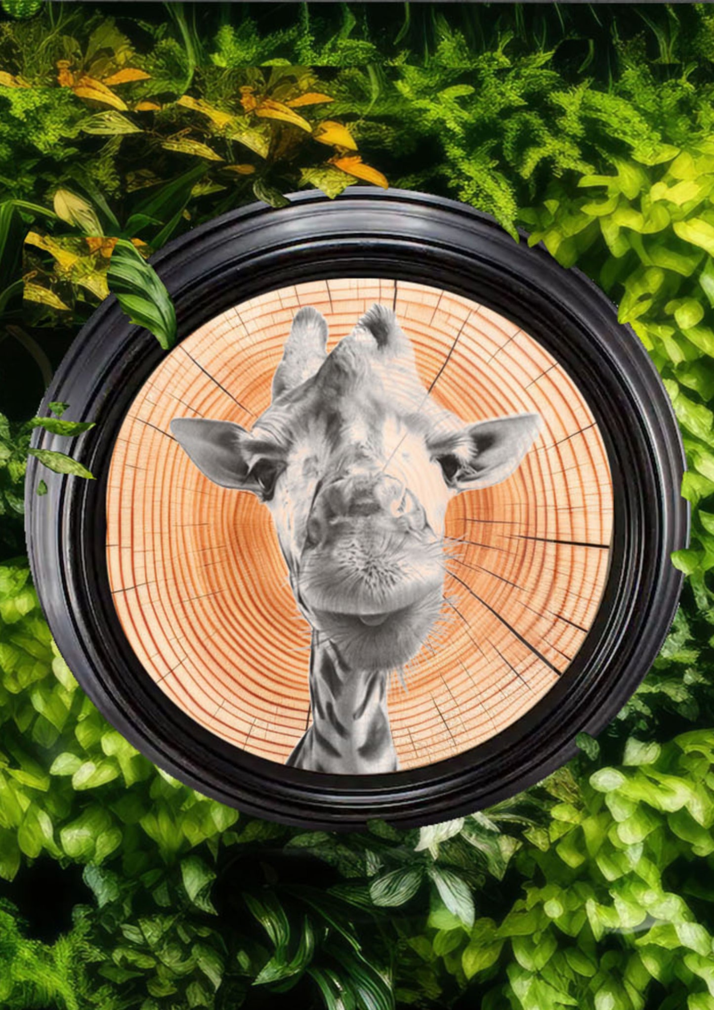 Emily Hinchcliffe - 'Giraffe (Version 1)' Tree Ring Wall Art