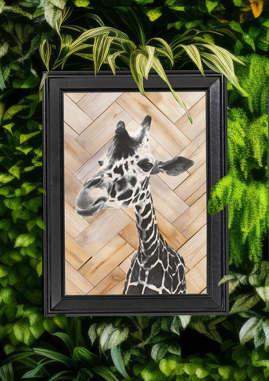 Emily Hinchcliffe - 'Giraffe (Version 2)' Wooden Parquet Wall Art