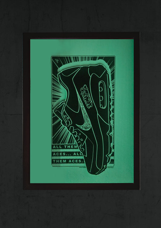 Art Jaz X TSAC - Limited Edition 'All Them Aces' Layered Glow In The Dark Wall Art