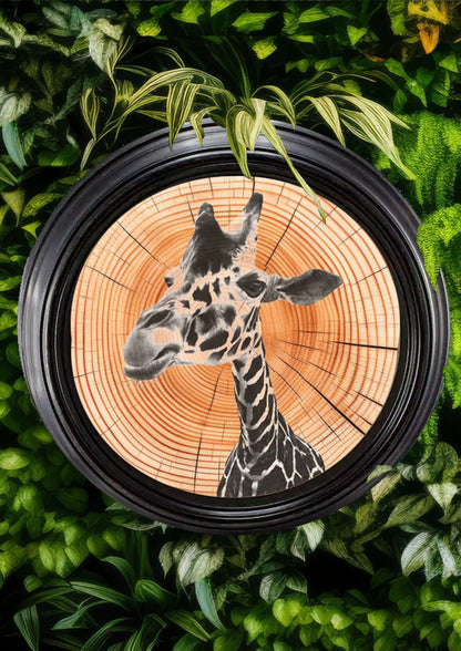 Emily Hinchcliffe - 'Giraffe (Version 2)' Tree Ring Wall Art