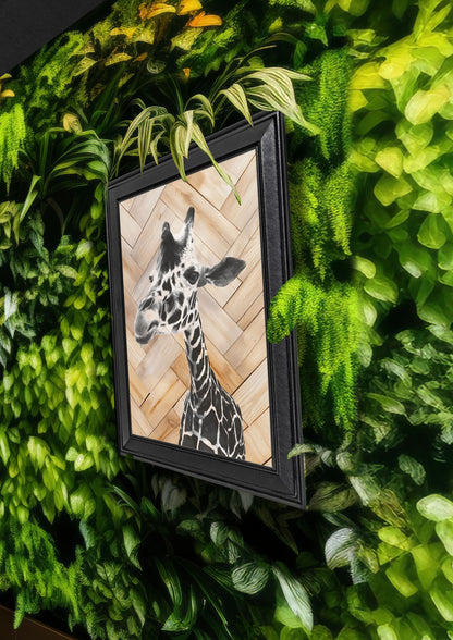 Emily Hinchcliffe - 'Giraffe (Version 2)' Wooden Parquet Wall Art